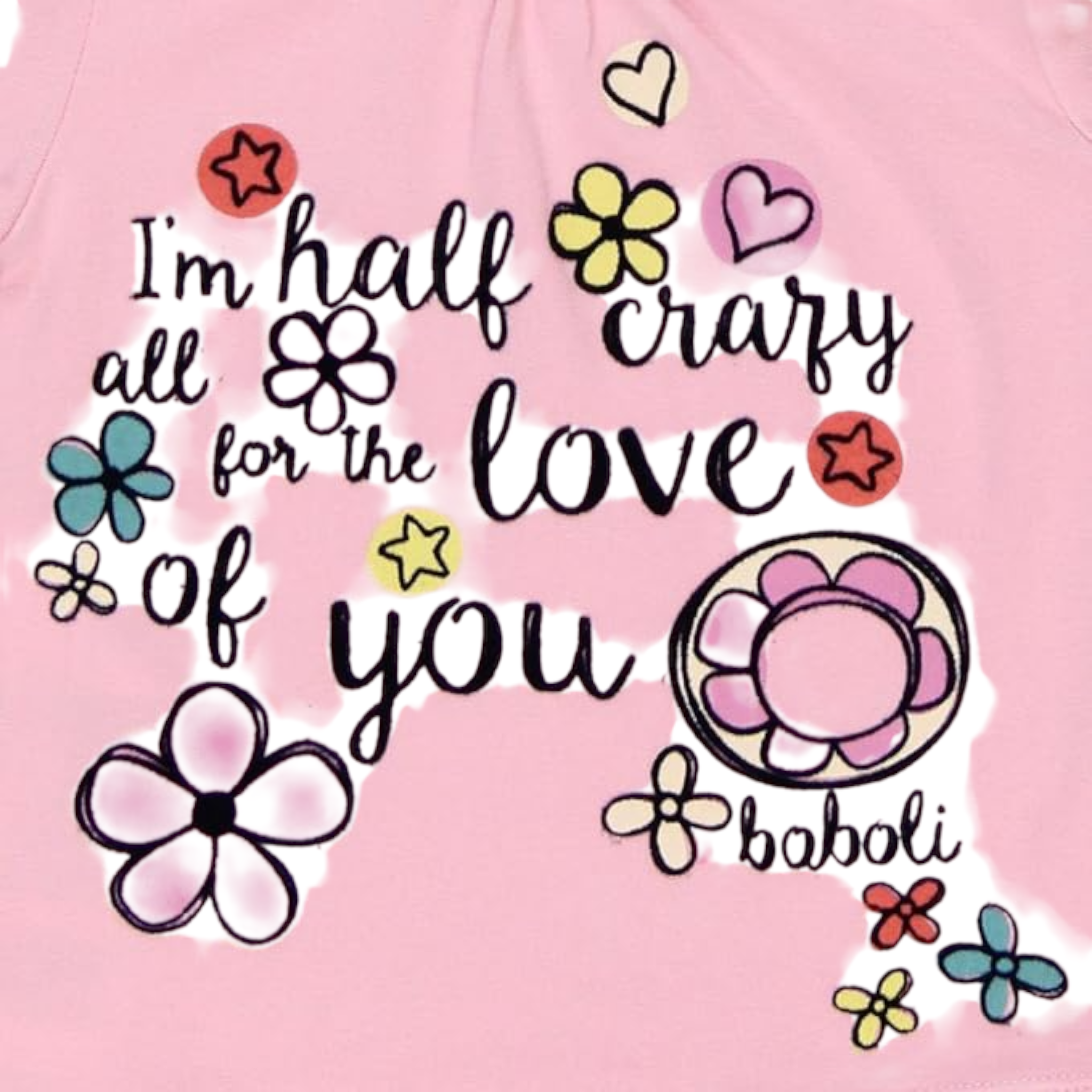 Boboli Shirt Girocollo tinta unita con Stampa Rosa per Neonata SHTBBB ROSA BOBOLI 