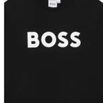 Boss Shirt Girocollo tinta unita con Stampa Nero per Bambino J25P25 NERO BOSS 