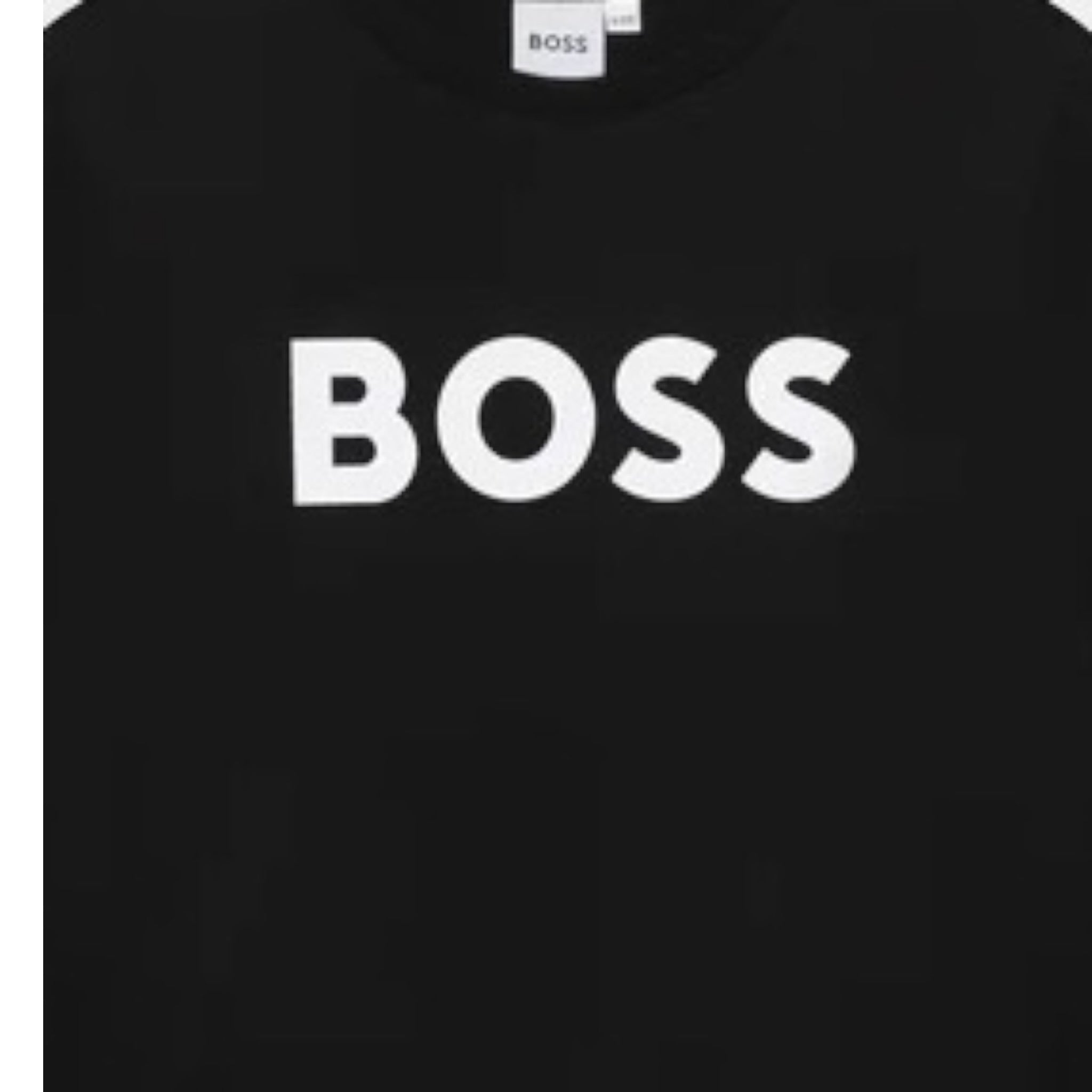 Boss Shirt Girocollo tinta unita con Stampa Nero per Bambino J25P25 NERO BOSS 