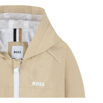 Boss Giubbino Bicolore con Zip E Cappuccio Bianco/Beige per Neonato J52122 BIANCO/BEIGE BOSS 