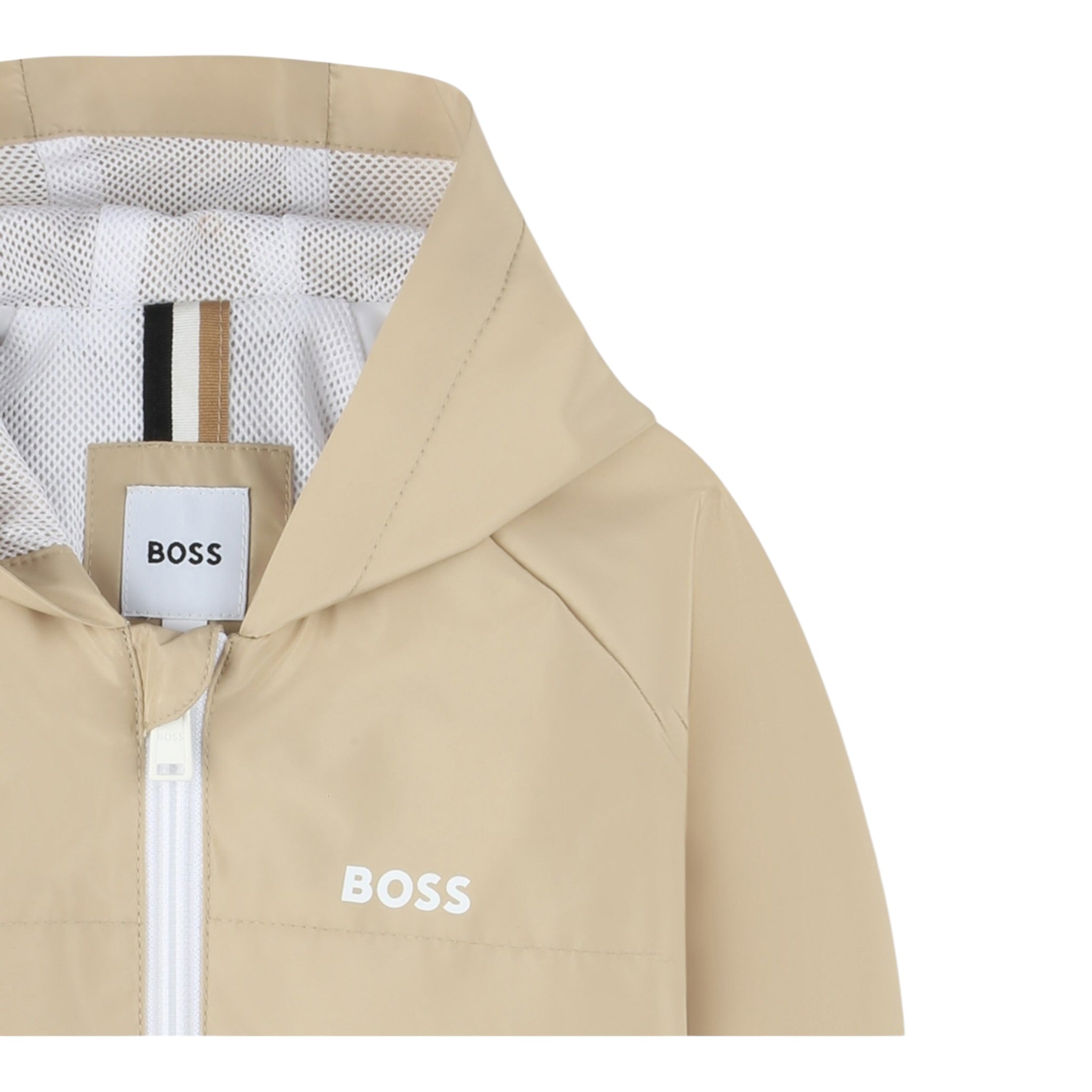 Boss Giubbino Bicolore con Zip E Cappuccio Bianco/Beige per Neonato J52122 BIANCO/BEIGE BOSS 