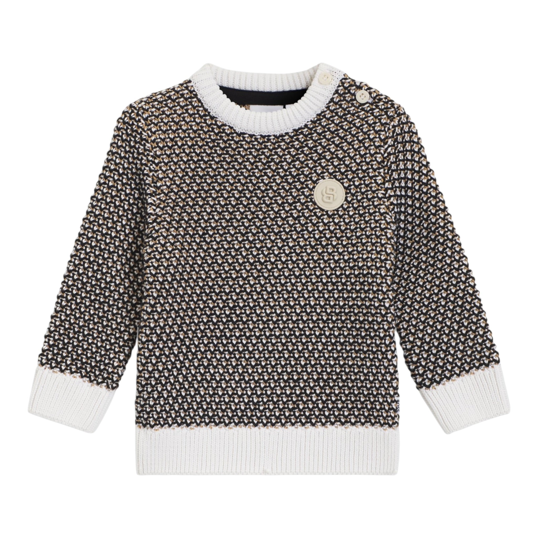 Boss Maglia tinta unita con Microfantasia Nero per Bambino J52345 NERO BOSS 