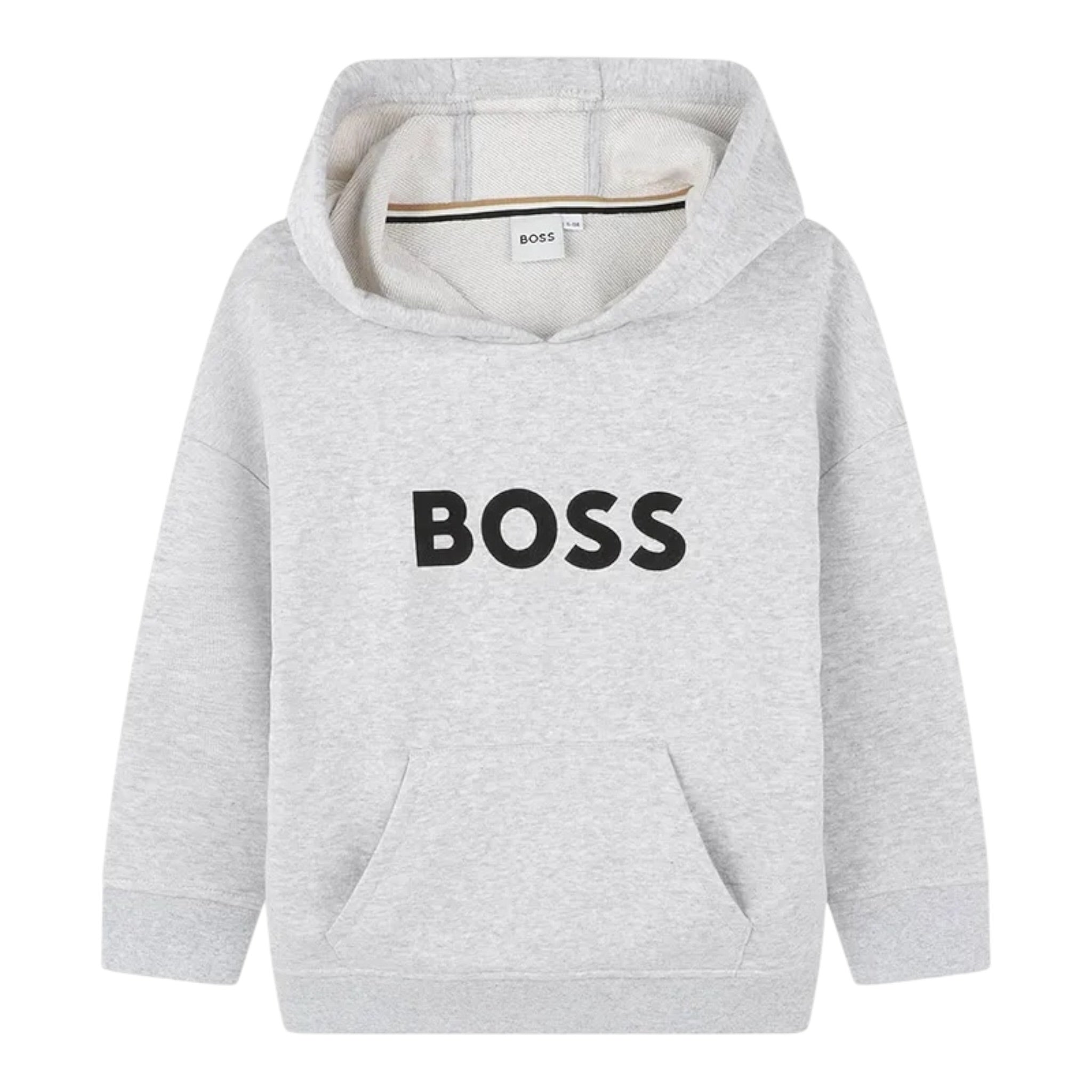 Boss Felpa tinta unita con Cappuccio E Stampa Grigio per Bambino J52351 GRIGIO BOSS 