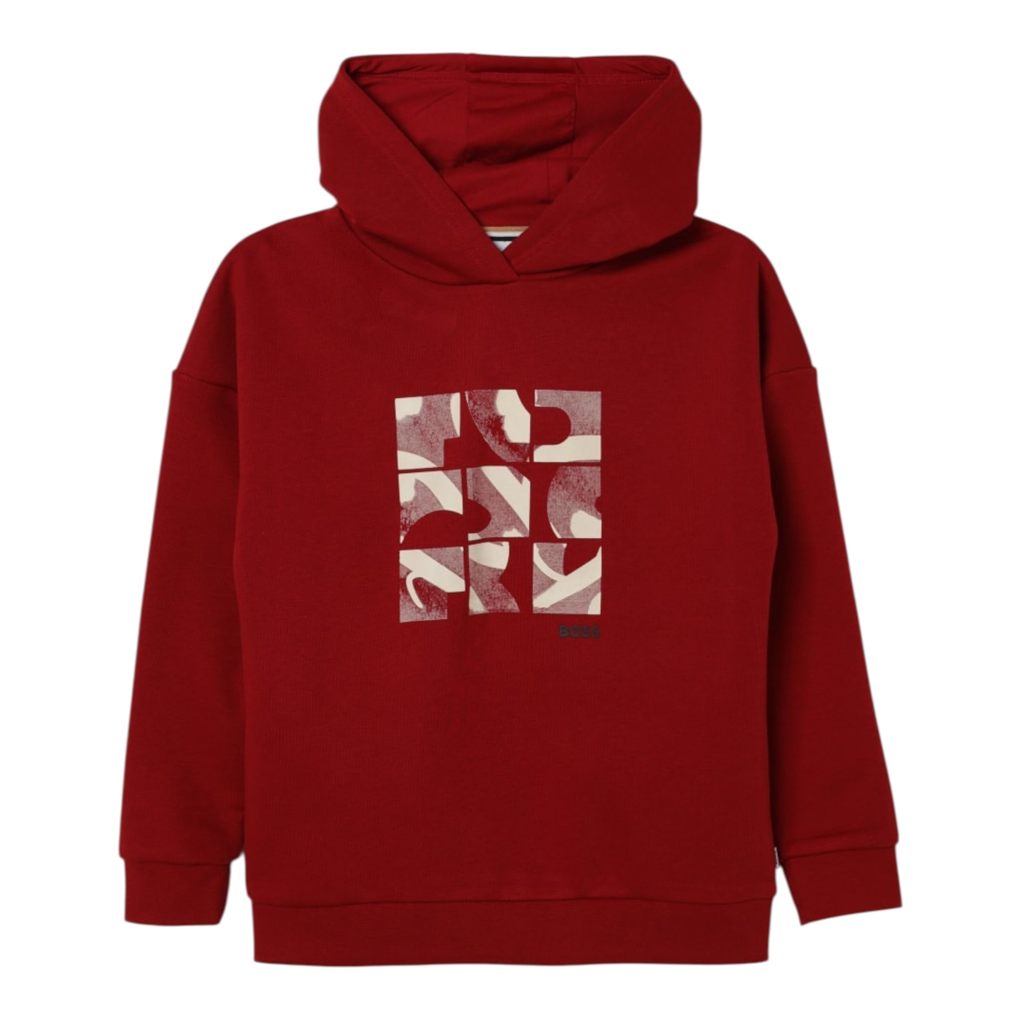 Boss Felpa tinta unita con Cappuccio Rosso per Bambino J52353 ROSSO BOSS 