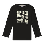 Boss Shirt Girocollo tinta unita con Stampa Nero per Bambino J52376 NERO BOSS 