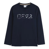 Boss Shirt tinta unita con Stampa Blu per Bambino J52380 BLU BOSS 