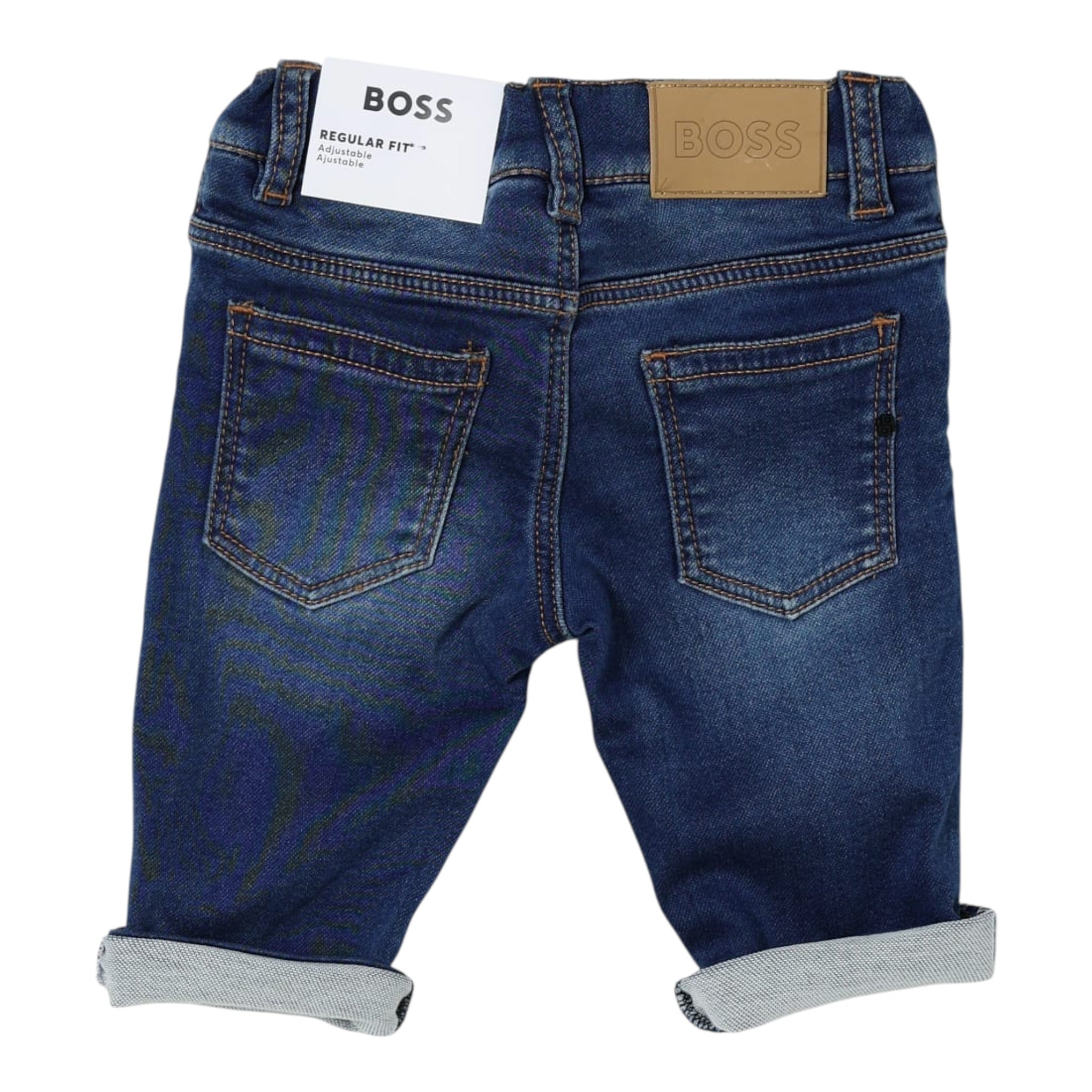 Boss Jeans tinta unita con Girovita Regolabile Azzurro per Neonato J52439 AZZURRO BOSS 