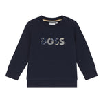 Boss Felpa Girocollo tinta unita con Stampa Blu per Bambino J52457 BLU BOSS 