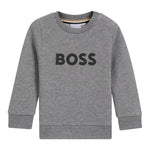 Boss Felpa tinta unita Girocollo con Stampa Grigio per Bambino J52458 GRIGIO BOSS 