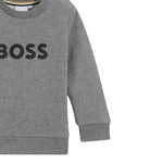 Boss Felpa tinta unita Girocollo con Stampa Grigio per Bambino J52458 GRIGIO BOSS 