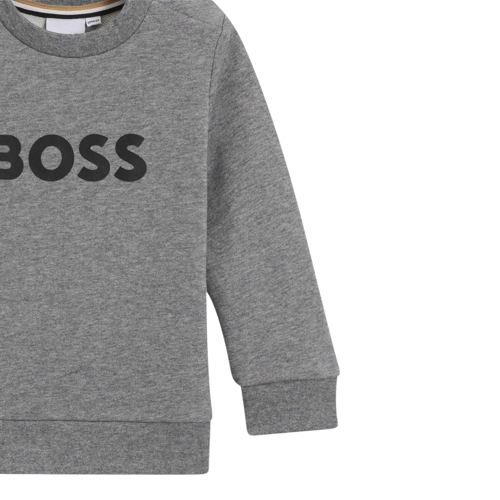 Boss Felpa tinta unita Girocollo con Stampa Grigio per Neonato J52458N GRIGIO BOSS 