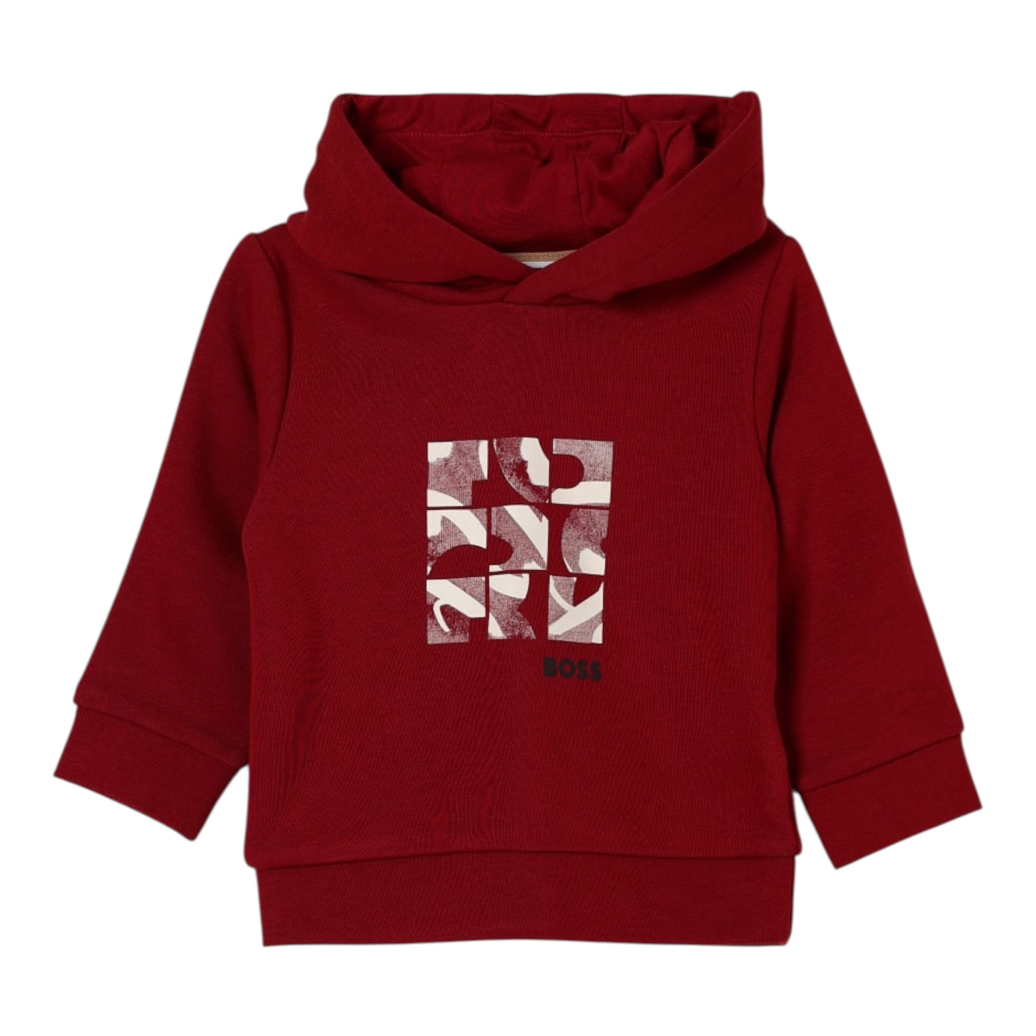 Boss Felpa tinta unita con Cappuccio E Stampa Rosso per Bambino J52461 ROSSO BOSS 