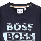 Boss Shirt tinta unita con Logo Blu per Neonato J52463 BLU BOSS 