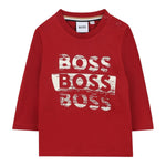 Boss Shirt tinta unita con Logo Rosso per Neonato J52463 ROSSO BOSS 