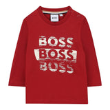 Boss Shirt tinta unita con Logo Rosso per Neonato J52463 ROSSO BOSS 