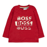 Boss Shirt tinta unita con Logo Rosso per Neonato J52463X ROSSO BOSS 