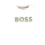 Boss Shirt Girocollo tinta unita con Stampa Bianco per Neonato J52467 BIANCO BOSS 