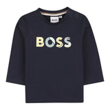 Boss Shirt tinta unita con Logo Blu per Neonato J52469 BLU BOSS 