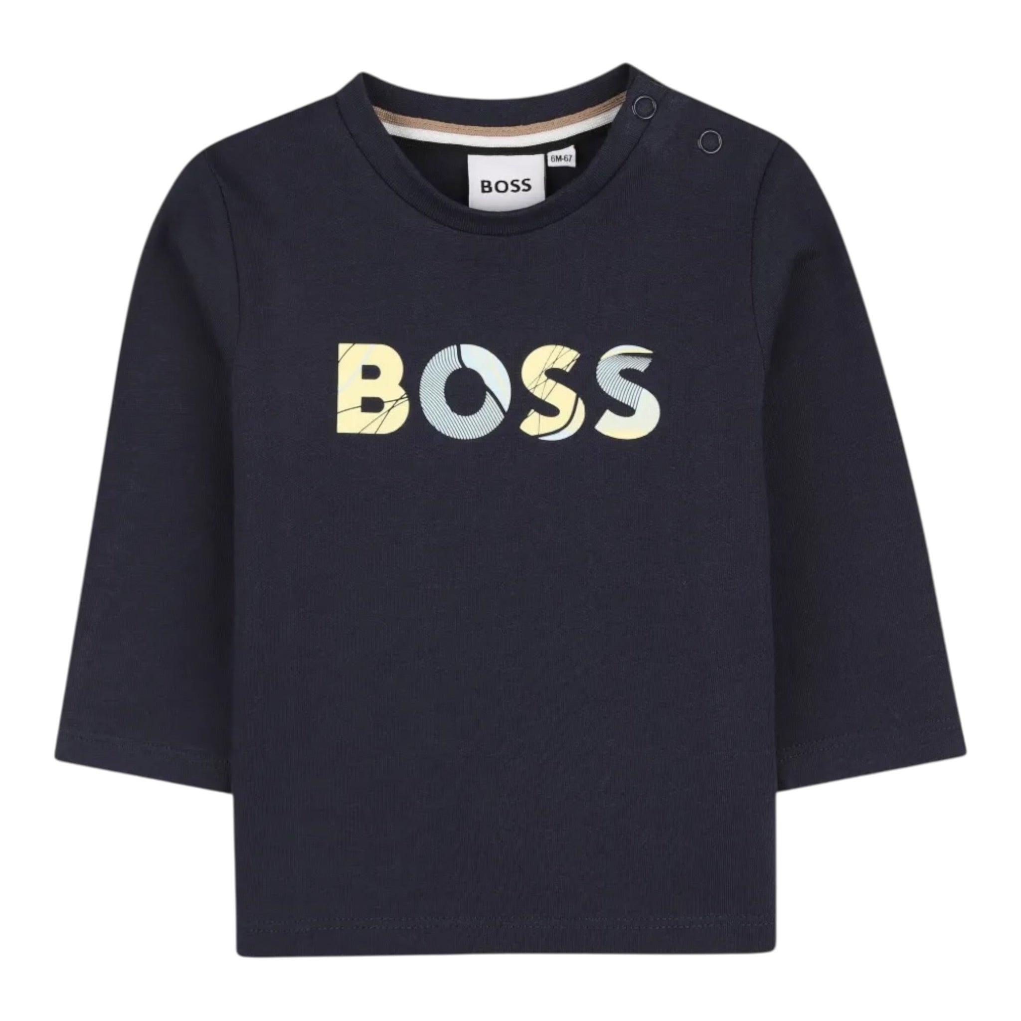 Boss Shirt tinta unita con Logo Blu per Neonato J52469 BLU BOSS 