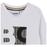 Boss Shirt Girocollo tinta unita con Stampa Bianco per Bambino J52472 BIANCO BOSS 