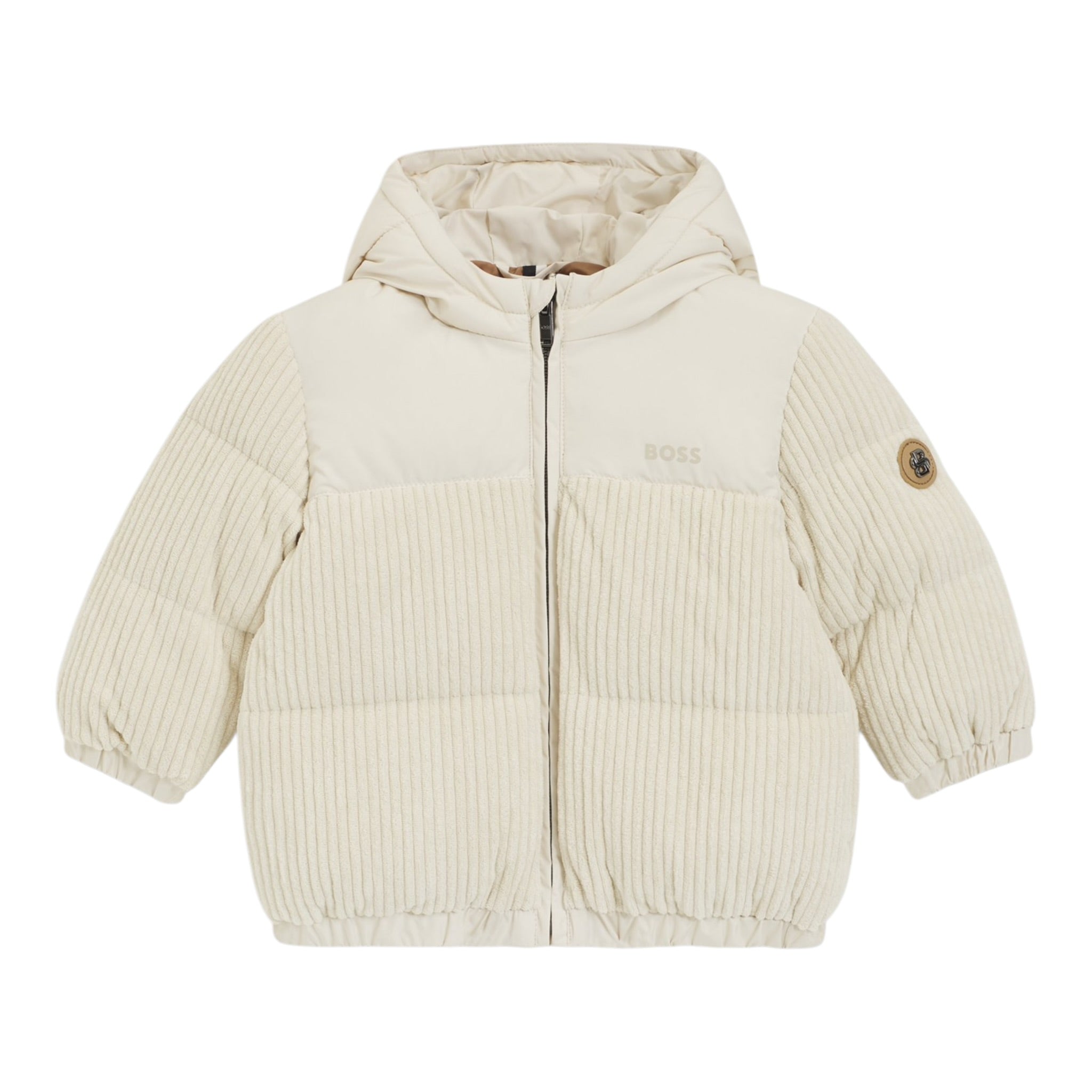 Boss Giubbino tinta unita con Zip E Cappuccio Beige per Neonato J52478 BEIGE BOSS 