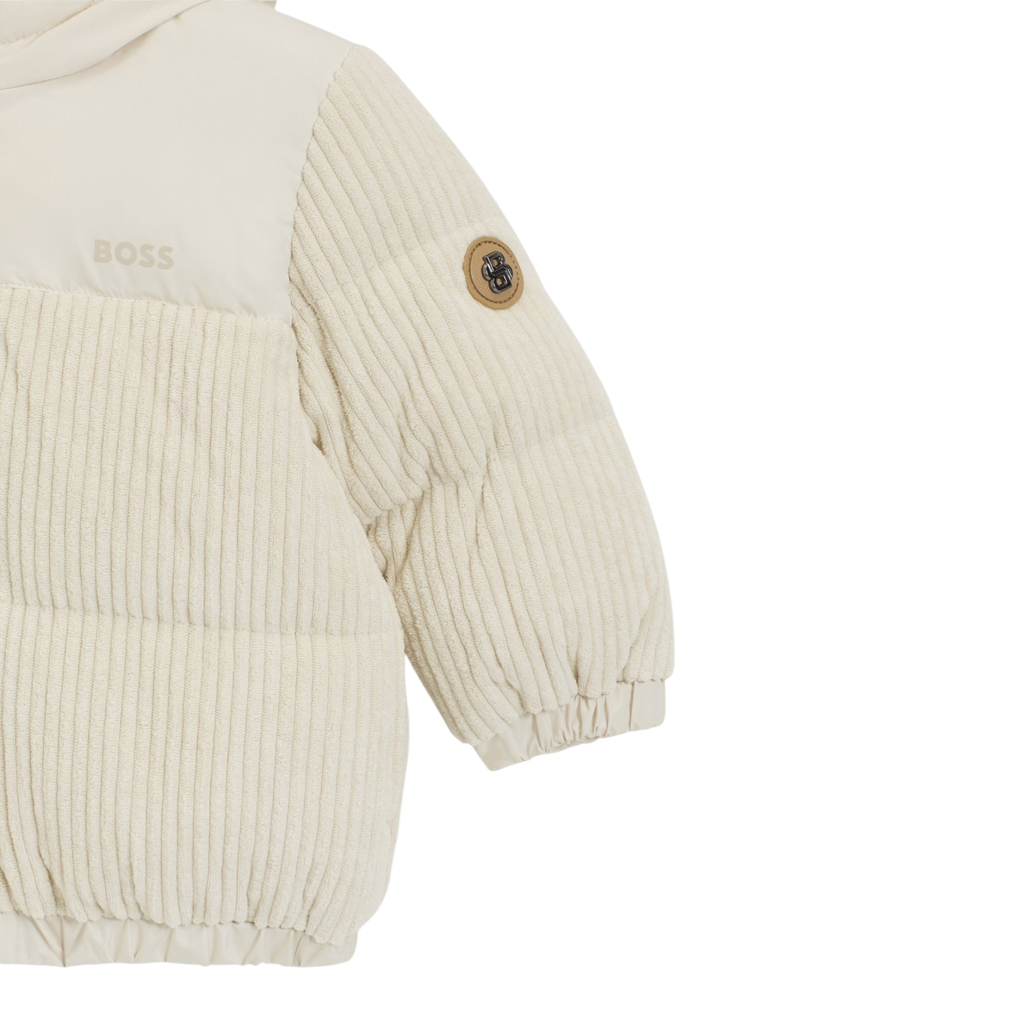Boss Giubbino tinta unita con Zip E Cappuccio Beige per Bambino J52478J BEIGE BOSS 