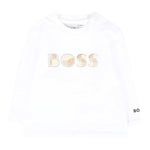 Boss Shirt tinta unita con Logo Bianco per Neonato J52514 BIANCO BOSS 