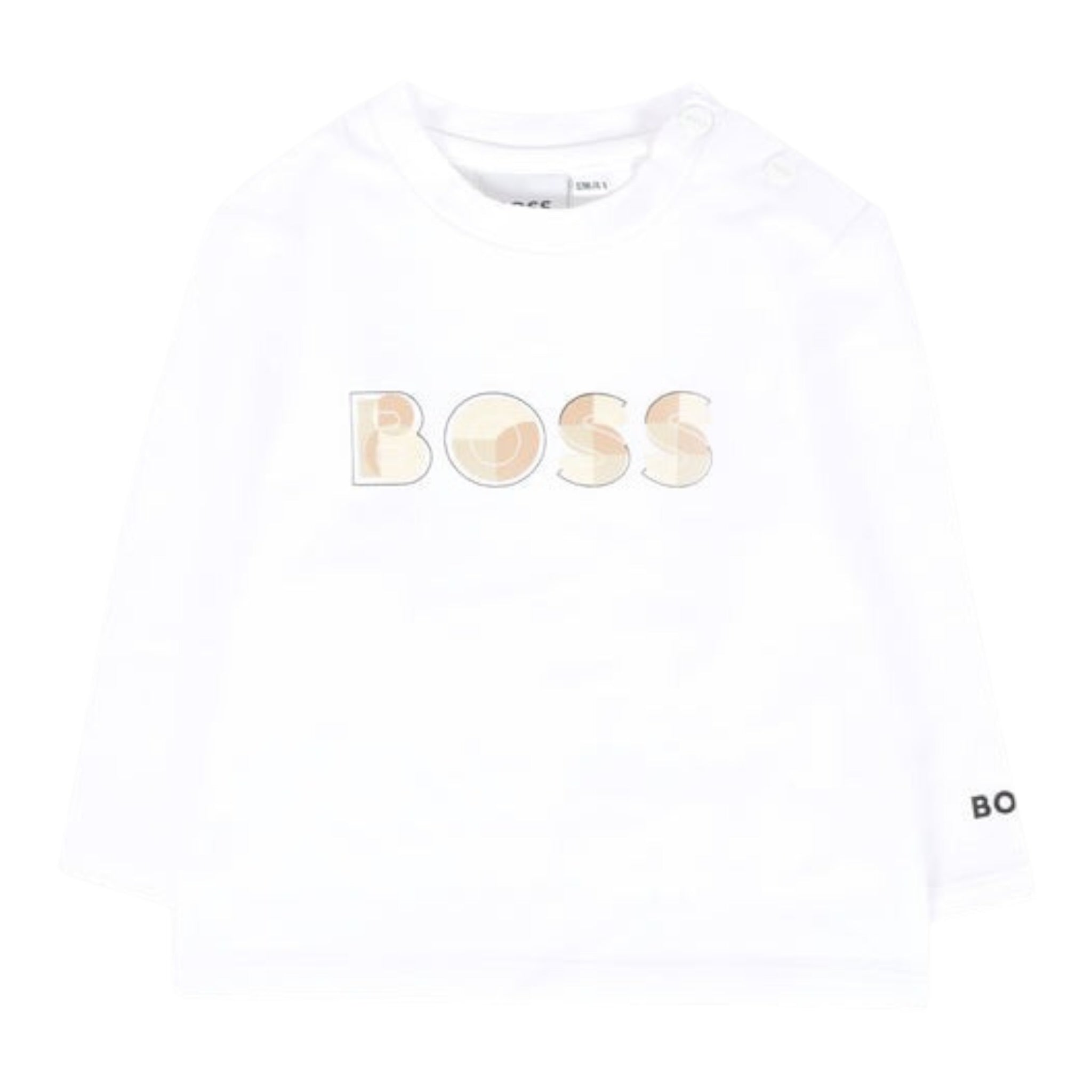 Boss Shirt tinta unita con Logo Bianco per Neonato J52514 BIANCO BOSS 