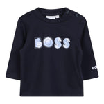 Boss Shirt tinta unita con Logo Blu per Neonato J52514 BLU BOSS 