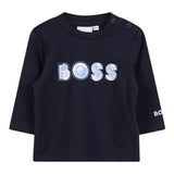 Boss Shirt tinta unita con Logo Blu per Neonato J52514 BLU BOSS 