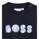 Boss Shirt tinta unita con Logo Blu per Neonato J52514 BLU BOSS 