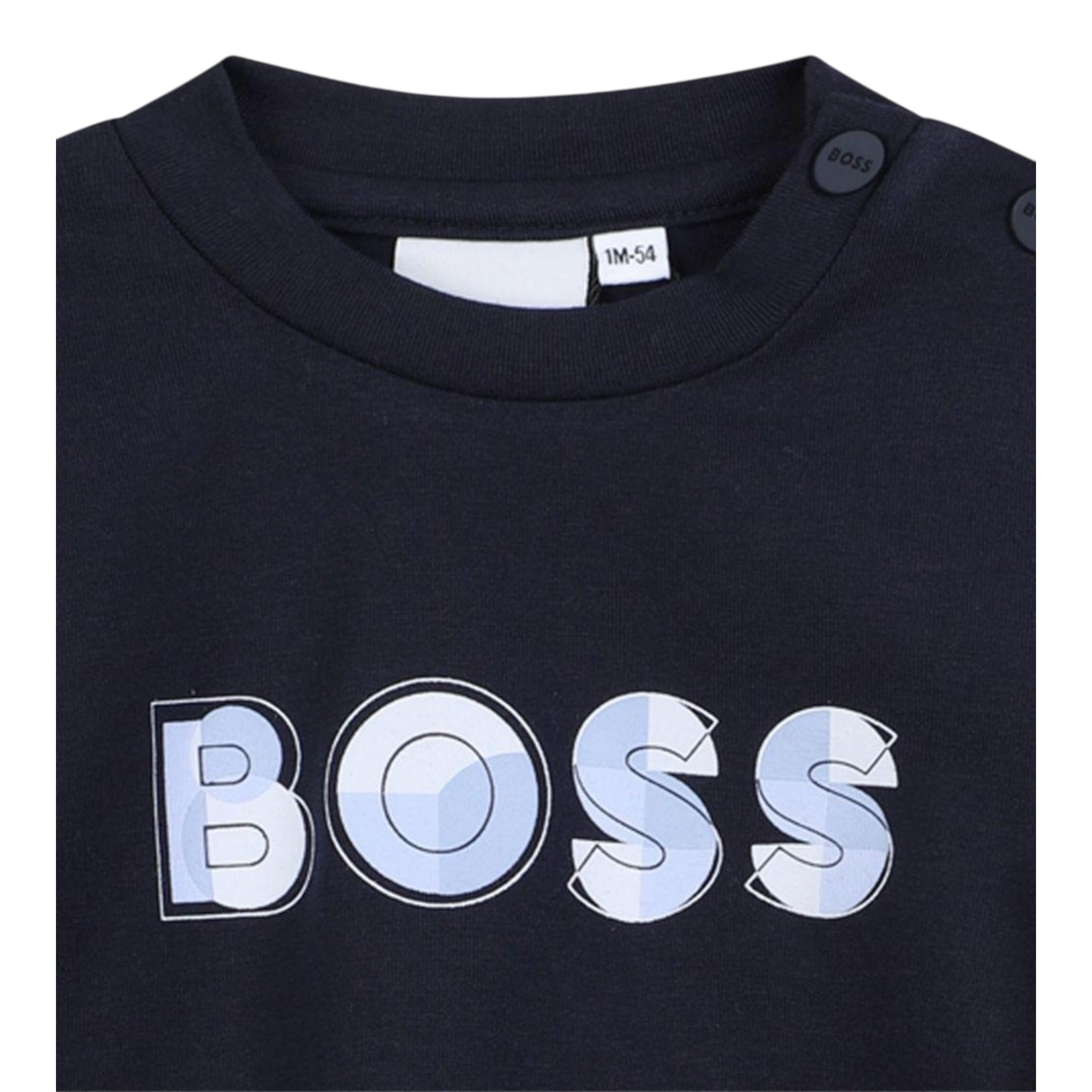 Boss Shirt tinta unita con Logo Blu per Neonato J52514 BLU BOSS 