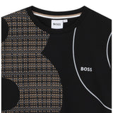 Boss T-Shirt Girocollo tinta unita con Stampa Nero per Bambino J52724 NERO BOSS 