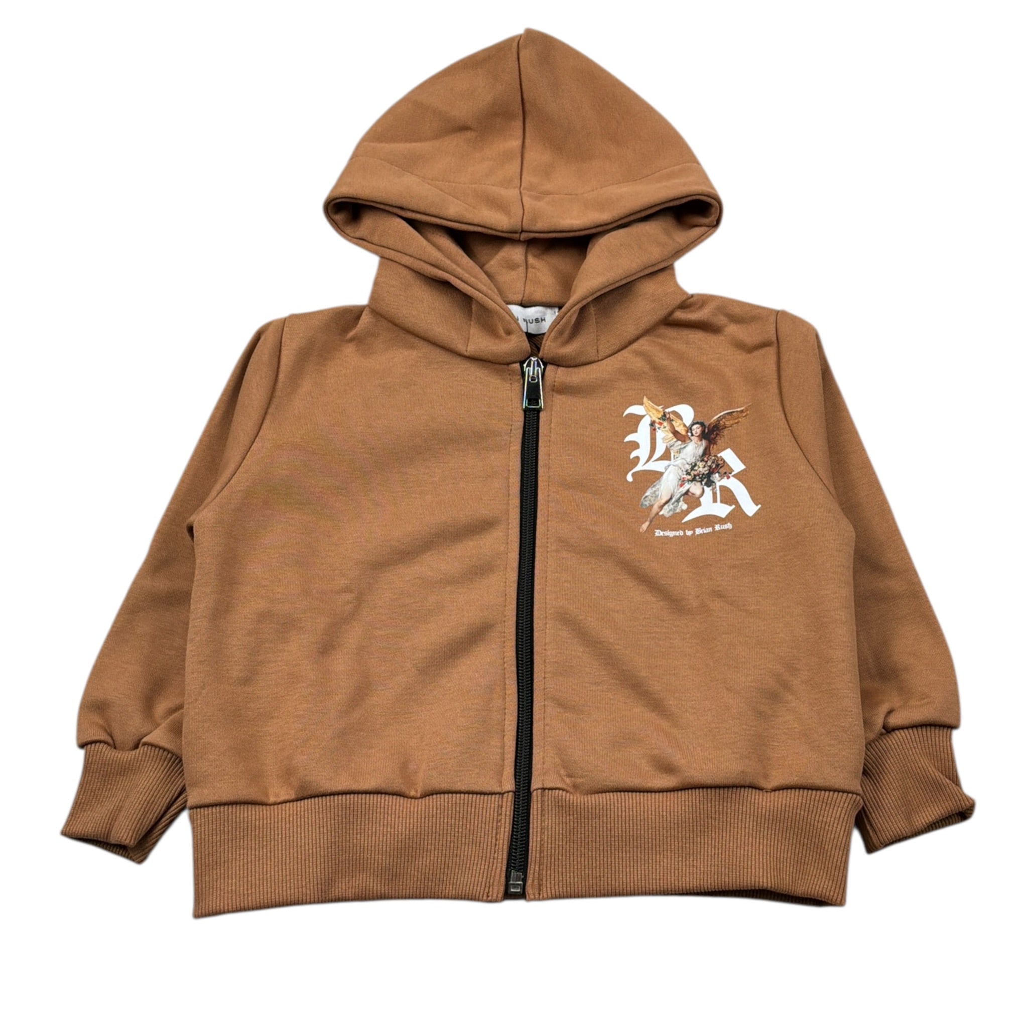 Brian Rush Felpa con Zip E Cappuccio tinta unita Cammello per Neonato 4225N CAMMELLO BRIAN RUSH 