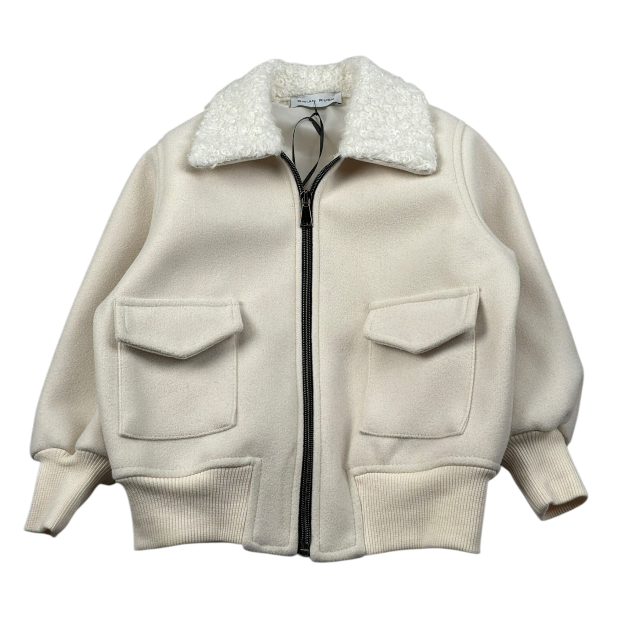 Brian Rush Giubbino tinta unita con Zip Panna per Neonato VN746N PANNA BRIAN RUSH 
