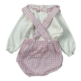 Calamaro Completo Pz Salopette-Shirt con Colletto Rosa per Neonata 11178 ROSA CALAMARO 