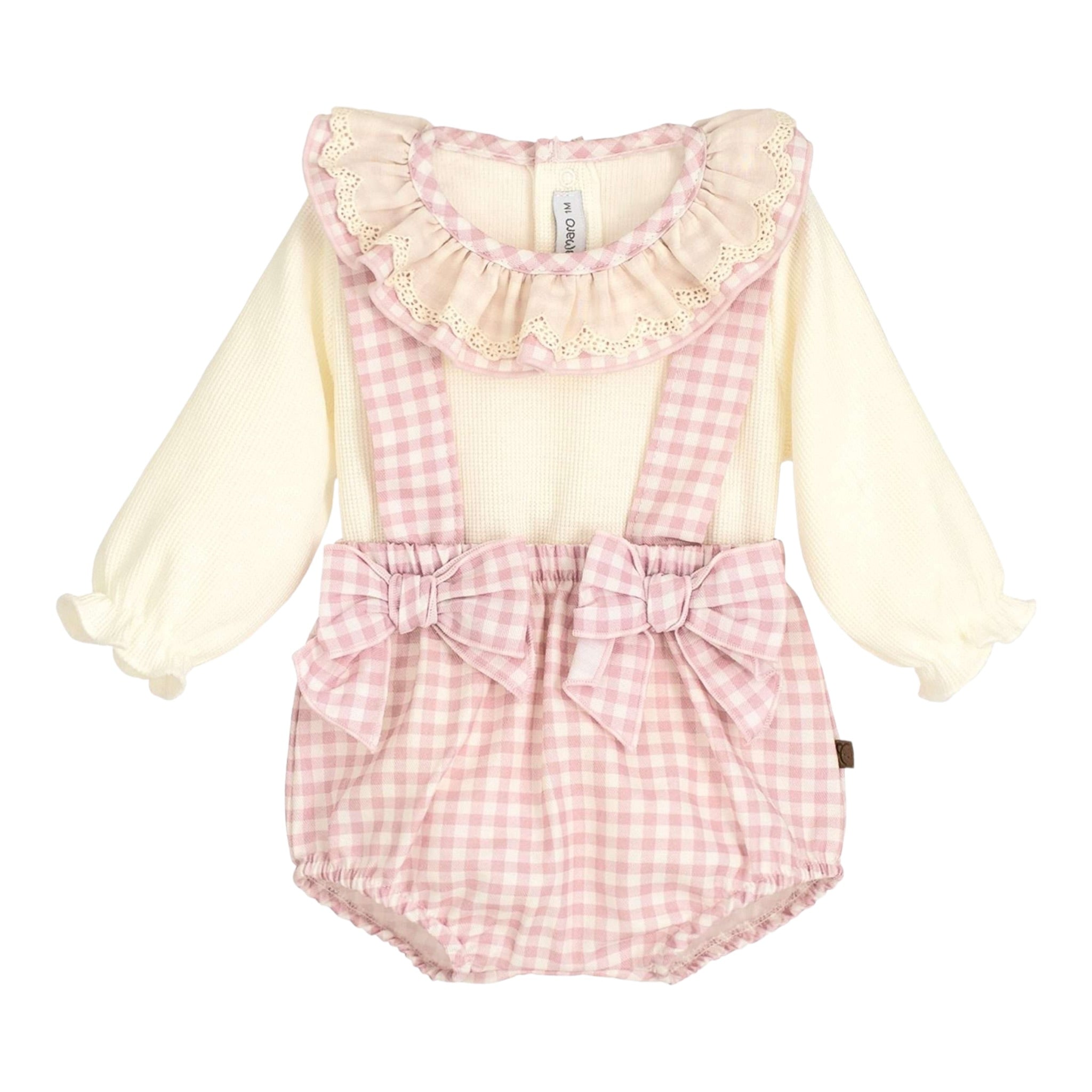 Calamaro Completo Pz Salopette-Shirt con Colletto Rosa per Neonata 11178 ROSA CALAMARO 