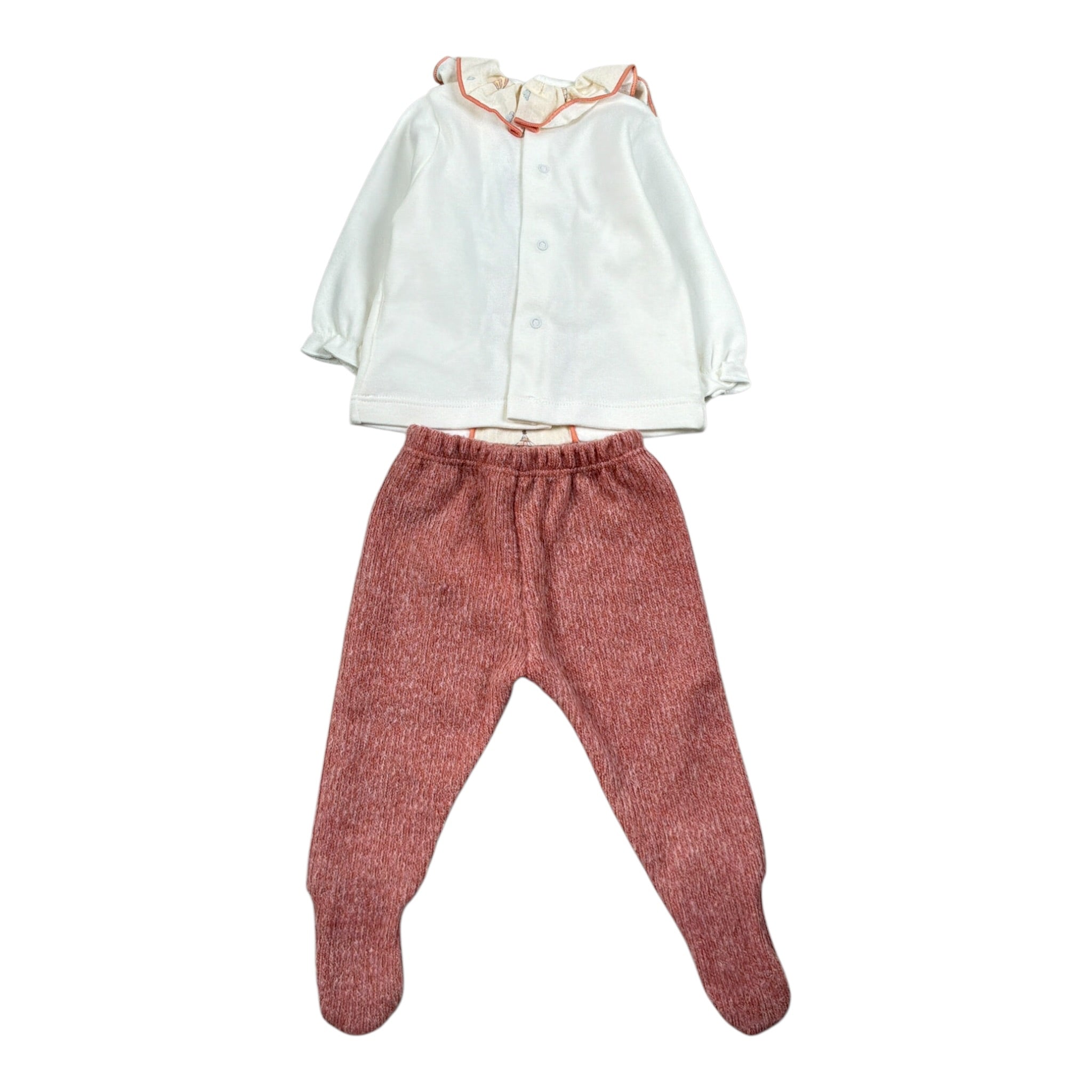 Calamaro Completo 2Pz Shirt-Ghettina Panna/Rosa per Neonata 11180 PANNA/ROSA CALAMARO 