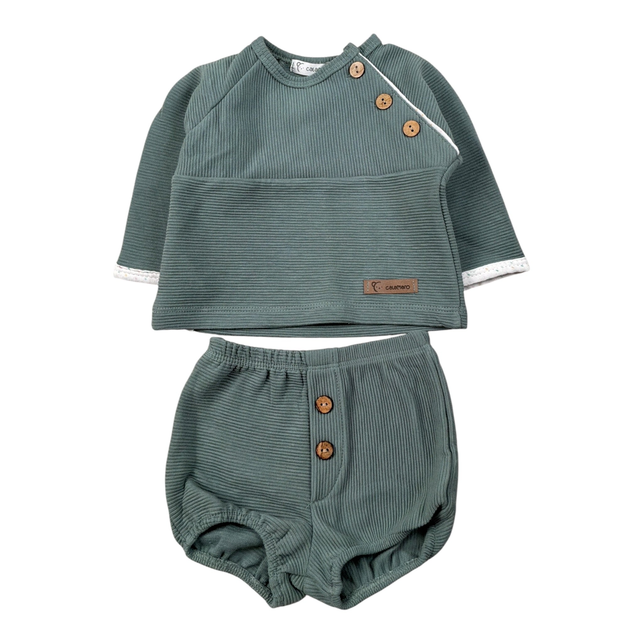 Calamaro Completo 2Pz Maglia-Coulotte tinta unita Verde per Neonato 11187 VERDE CALAMARO 