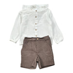 Calamaro Completo 2Pz Camicia-Bermuda Bicolore Bianco/Marrone per Bambino 11210 BIANCO/MARRONE CALAMARO 