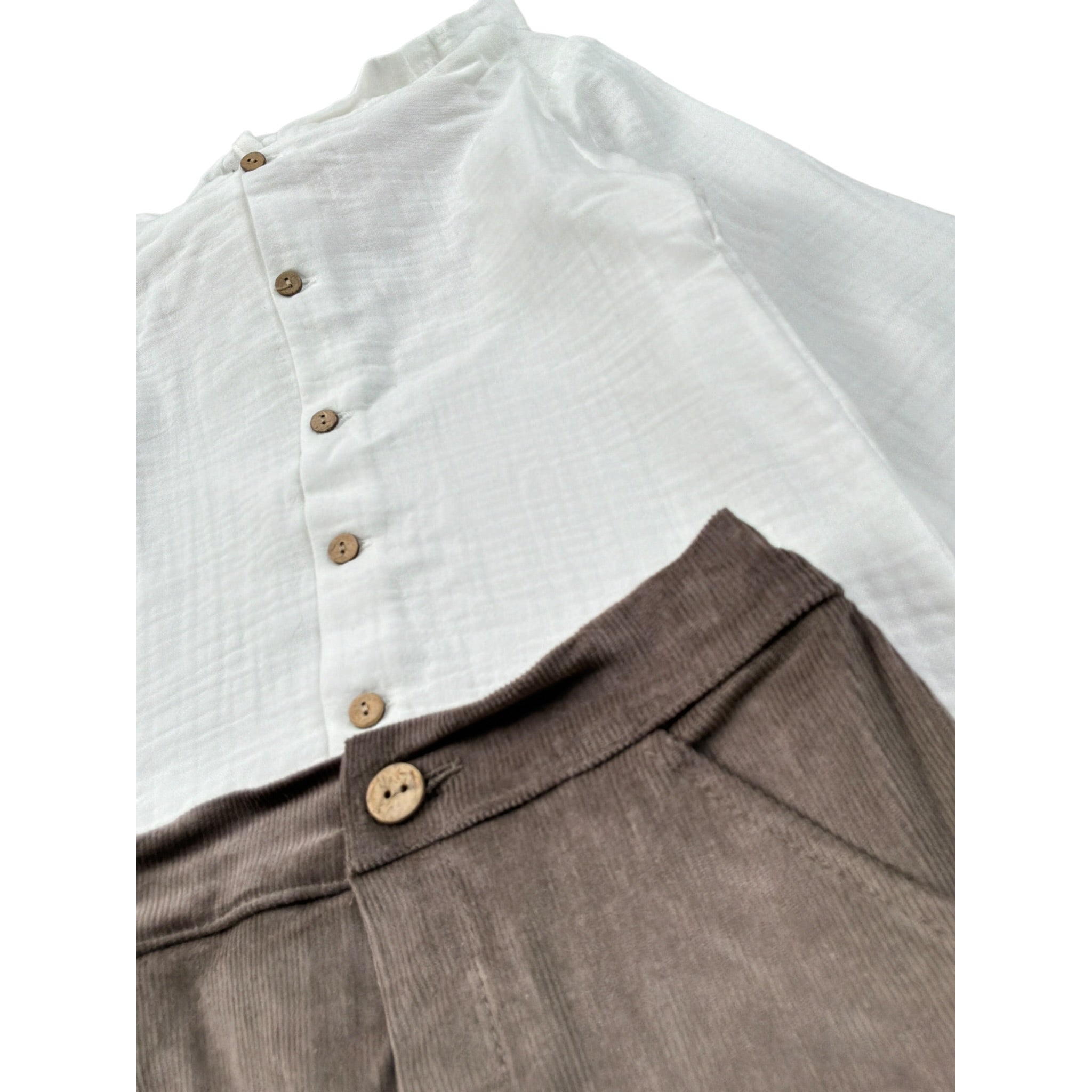 Calamaro Completo 2Pz Camicia-Bermuda Bicolore Bianco/Marrone per Bambino 11210 BIANCO/MARRONE CALAMARO 