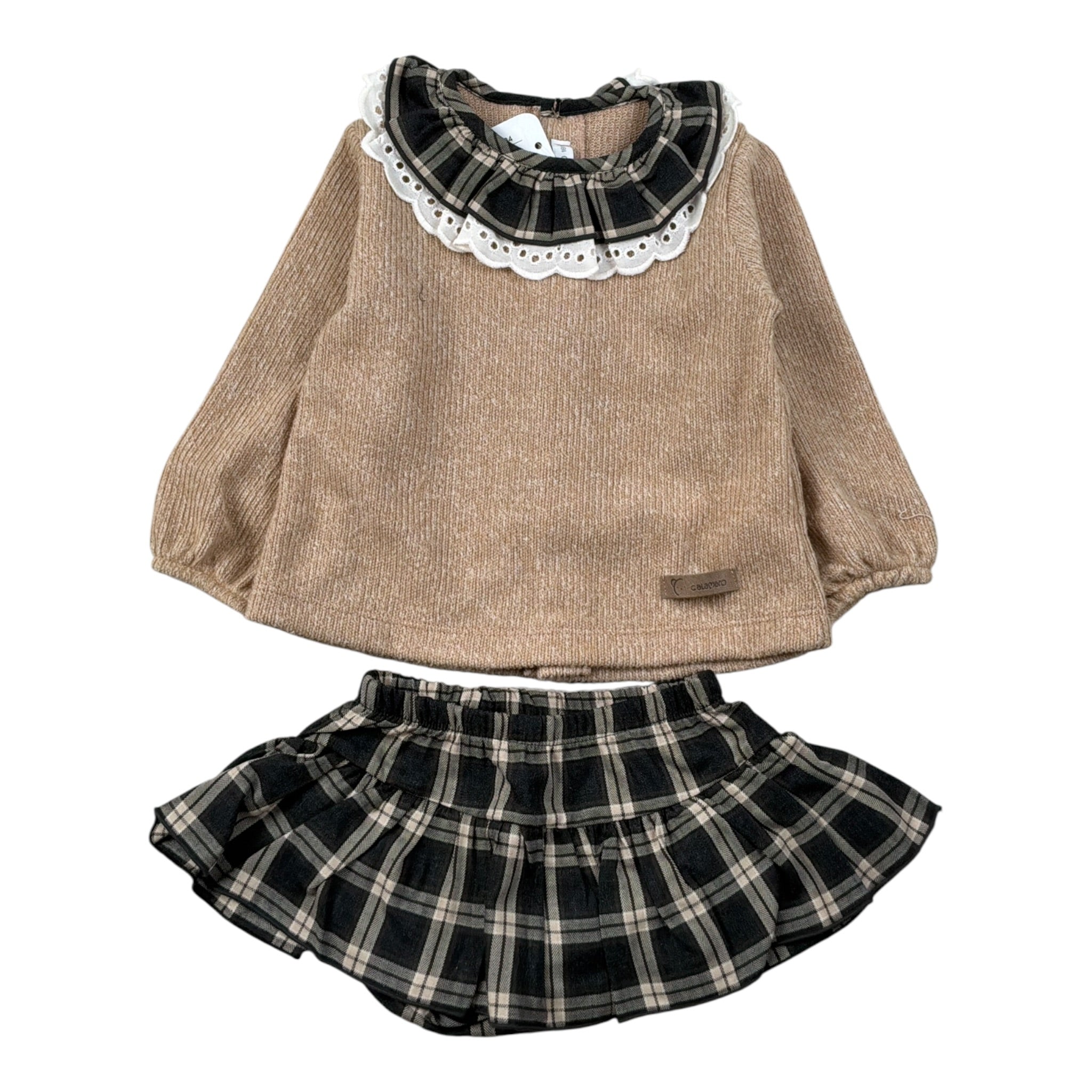 Calamaro Completo 2Pz Maglia-Coulotte Beige per Neonata 11234 BEIGE CALAMARO 