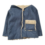 Calamaro Cappotto tinta unita con Cappuccio E Pelliccia Blu per Neonato 140200 BLU CALAMARO 