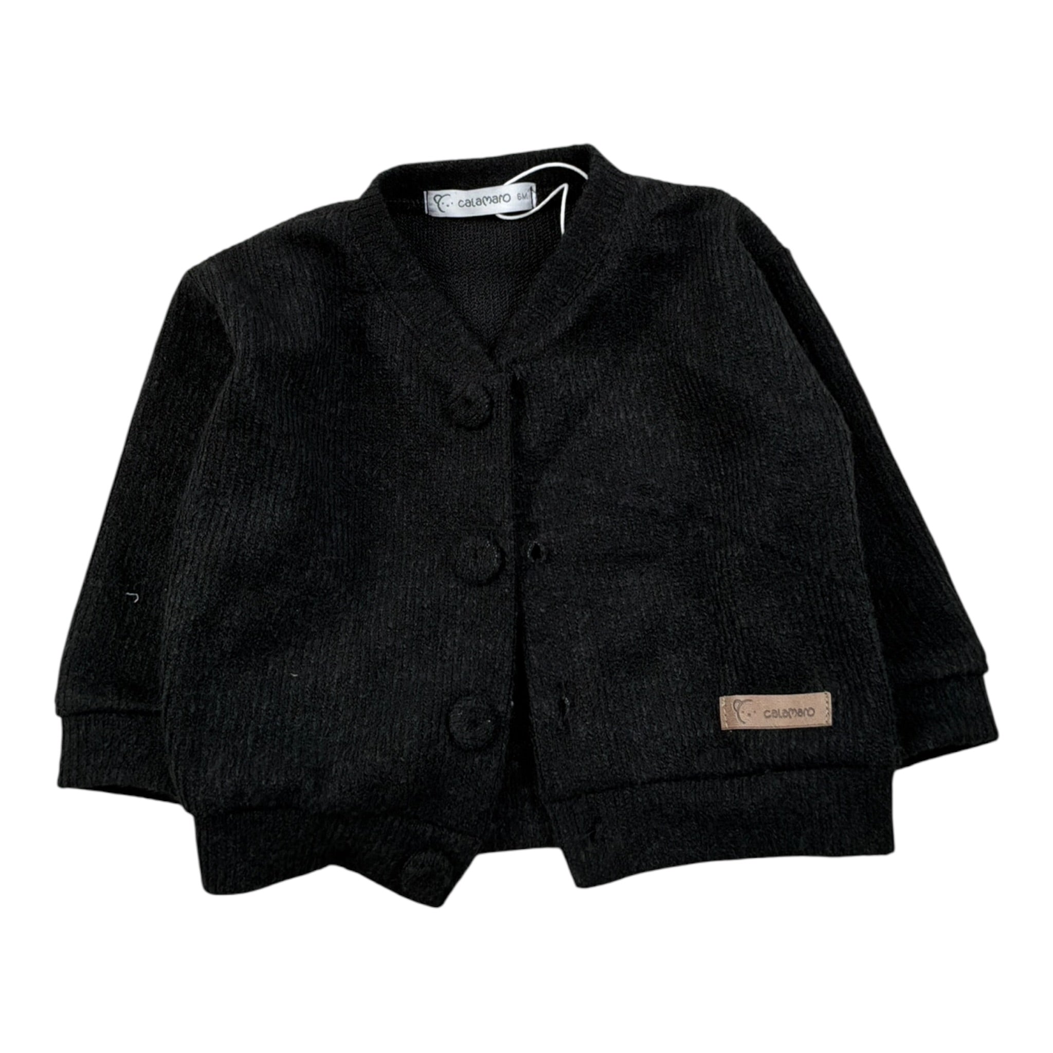 Calamaro Cardigan tinta unita con Logo Nero per Neonato 14026 NERO CALAMARO 