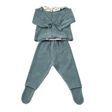 Calamaro Completo 2 Pezzi Maglia-Ghettina In Ciniglia Verde per Neonata 17858 VERDE CALAMARO 
