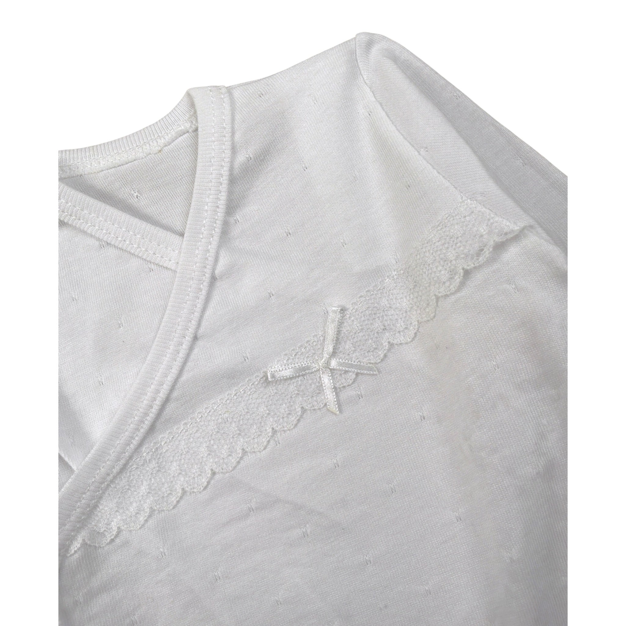 Calamaro Body tinta unita con Ricami Bianco per Neonata 18020 BIANCO CALAMARO 