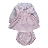 Calamaro Completo 3Pz Camicia-Salopette-Coulotte tinta unita Rosa per Neonata 22091 ROSA CALAMARO 