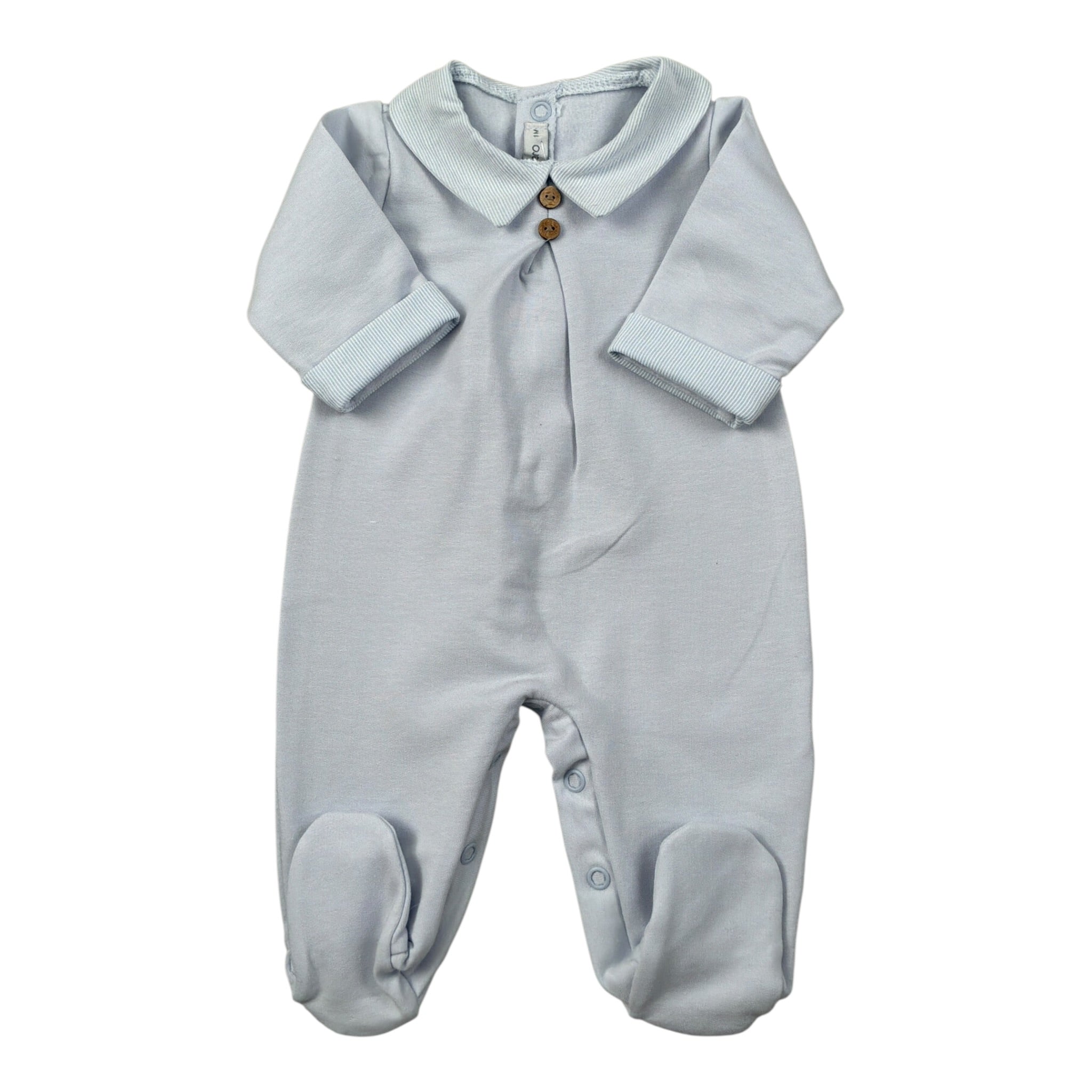 Calamaro Tutina tinta unita con Colletto Azzurro per Neonato 33051 AZZURRO CALAMARO 