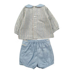 Calamaro Completo 2Pz Camicia-Coulotte Bicolore Azzurro/Beige per Neonato 9292 AZZURRO/BEIGE CALAMARO 