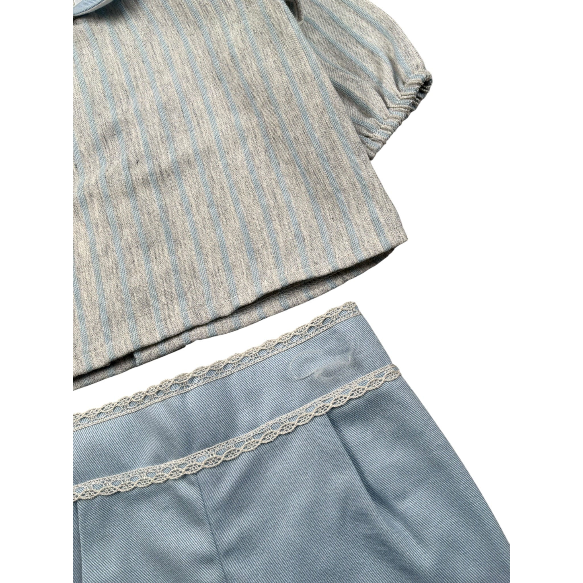 Calamaro Completo 2Pz Camicia-Coulotte Bicolore Azzurro/Beige per Neonato 9292 AZZURRO/BEIGE CALAMARO 
